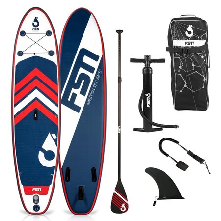 Paddle gonflable ambition 10'4 - 317x76x15 cm - stand up paddle avec pagaie  leash  pompe  anneaux de kayak et sac de transport