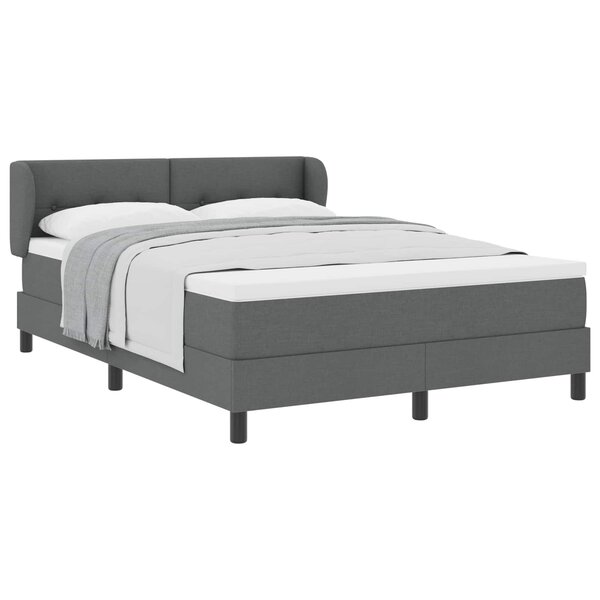 vidaXL Lit à ressorts avec matelas Gris foncé 140 x 190 cm tissu