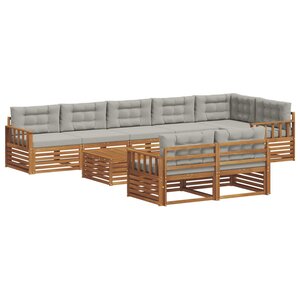 vidaXL Ensemble de canapés d'extérieur 9 pc Gris Naturel et Clair