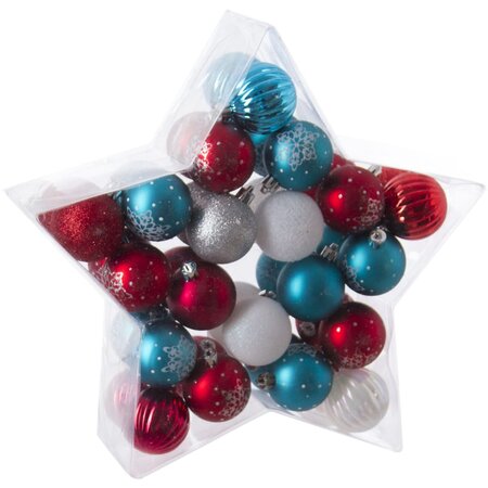Féerie Christmas Kit de décoration pour Sapin de Noël Rouge Bleu et Gris 40 pièces (lot de 3)