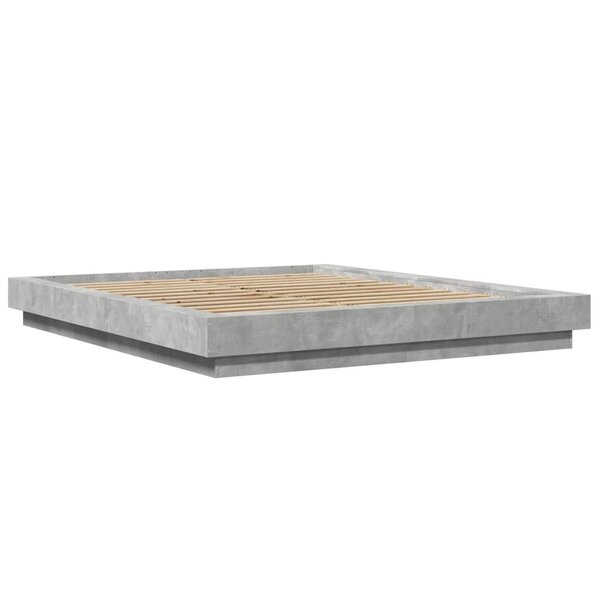 vidaXL Cadre de lit gris béton 150x200 cm bois d'ingénierie