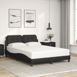 vidaXL Cadre de lit avec LED sans matelas Zadar noir 140x200 cm