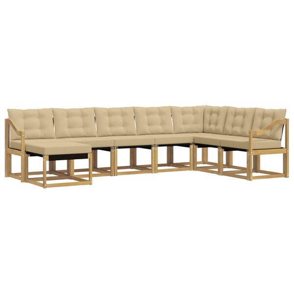 vidaXL Ensemble de canapés d'extérieur 8 Pièces Blanc et Beige