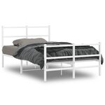 vidaXL Cadre de lit métal avec tête de lit/pied de lit blanc 120x190cm