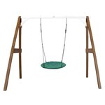 AXI Portique en Bois Marron Blanc avec Balancoire siege Nid Rond