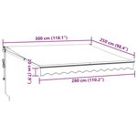 vidaXL Auvent rétractable automatique bordeaux 300x250 cm
