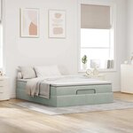 vidaXL Cadre de lit ottoman avec matelas gris clair 140x200 cm velours