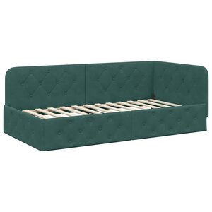 vidaXL Cadre de lit d'angle Vert foncé 90 x 200 cm Velours