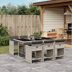 vidaXL Ensemble à manger de jardin et coussins 7 Pièces gris clair rotin