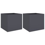 vidaXL Jardinières 2 Pièces anthracite 42x40x39 cm acier laminé à froid