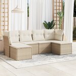 vidaXL Salon de jardin avec coussins 6 Pièces beige résine tressée