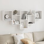 vidaXL Étagère murale blanc 159x18x66 cm bois d'ingénierie