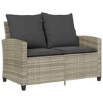 vidaXL Canapé de jardin 2places coussins et table gris clair polyrotin