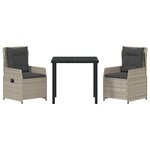 vidaXL Ensemble de salle à manger pour jardin 3 Pièces Gris clair