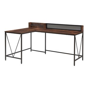 Bureau table poste de travail 165 x 110 x 90 cm noir effet noyer 03_0009054