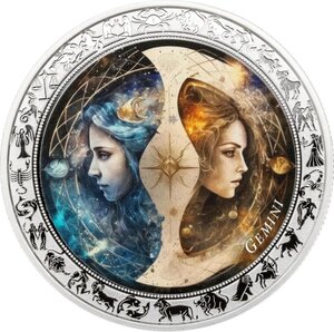 Pièce de monnaie en Argent 5 Cedis g 31.1 (1 oz) Millésime 2025 Space Zodiac GEMINI