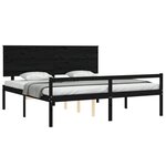 vidaXL Lit pour personne âgée tête de lit noir 200x200 cm bois massif