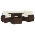 vidaXL Salon de jardin avec coussins 6 Pièces marron résine tressée
