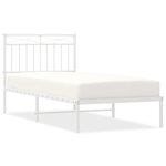 vidaXL Cadre de lit métal sans matelas avec tête de lit blanc 90x190cm