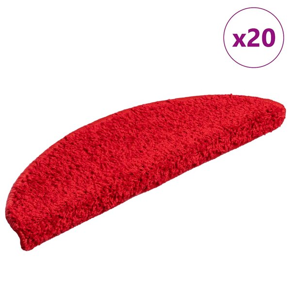 vidaXL Tapis d'escalier 20 pièces 56 x 17 x 3 cm Rouge Demi-rond
