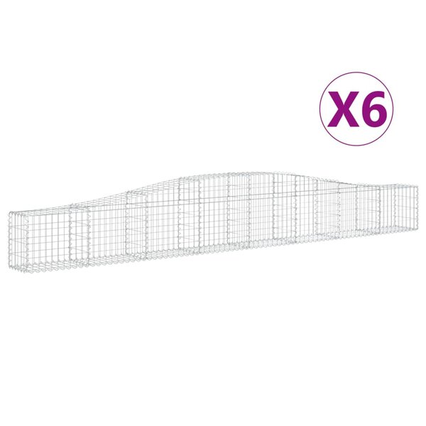 vidaXL Paniers à gabions arqués 6 Pièces 400x30x40/60 cm Fer galvanisé