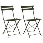 vidaXL Chaise de jardin pliante Pliant 2 Pièces Vert 42 x 46 x 82cm Acier