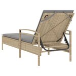 vidaXL Chaise longue avec coussin beige 63x200x81 cm résine tressée