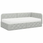 vidaXL Cadre de lit d'angle Gris clair 90 x 200 cm Velours