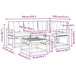 vidaXL Ensemble de canapés d'extérieur 5 pc Naturel et Noir