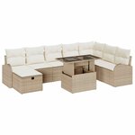 vidaXL Ensemble de canapé de jardin 9 Pièces Beige Poly rotin