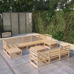 vidaXL Salon de jardin 11 Pièces Bois de pin massif