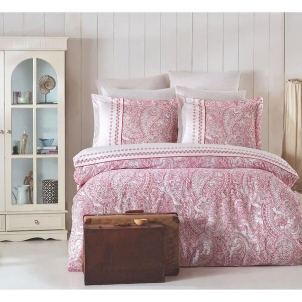 Parure de lit - housse de couette 220 x 240 + 2 taies d'oreiller 60 x 60 coton renforcé - Rose