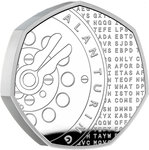 Pièce de monnaie en Argent 50 Pence g 16 Millésime 2022 Innovation in Science ALAN TURING
