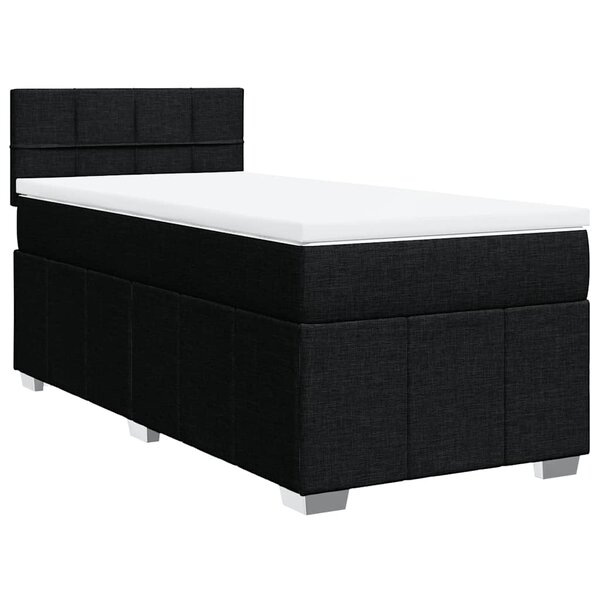 vidaXL Sommier à lattes de lit et matelas Noir 80x200 cm Tissu