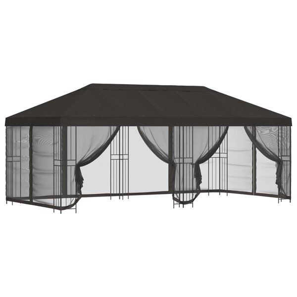 vidaXL Gazebo avec murs latéraux 6 x 3 m Anthracite Polyester et Acier