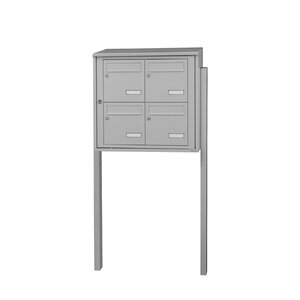 Bloc collectif Leabox  2x2  grade 3  simple face  extérieur  fixation sur pieds à sceller  gris clair ral 7035 finition brillante