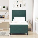 vidaXL Lit à ressort LED avec matelas Vert foncé 90 x 200 cm tissu