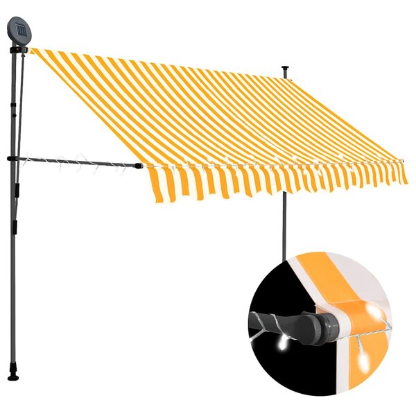 vidaXL Auvent manuel rétractable avec LED 250 cm Blanc et orange