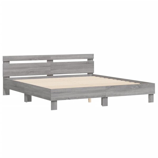 vidaXL Cadre de lit avec tête de lit sonoma gris 180x200 cm