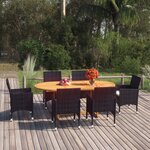 vidaXL Ensemble à manger de jardin 7 Pièces Résine tressée Noir