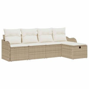 vidaXL Ensemble de canapé de jardin 5 Pièces Beige Poly rotin
