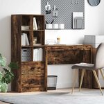 vidaXL Bureau avec tiroir avec étagère avec stockage 2 Pièces Chêne fumé