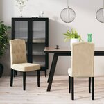 vidaXL Chaises à manger lot de 2 Crème Velours