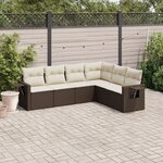 vidaXL Salon de jardin avec coussins 6 Pièces marron résine tressée