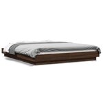 vidaXL Cadre de lit avec lumières LED chêne marron 150x200 cm