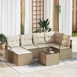 vidaXL Ensemble de canapé de jardin 7 Pièces Beige Poly rotin