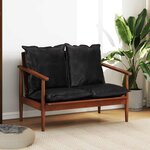 vidaXL Canapé 2 places noir cuir véritable et bois d'acacia solide