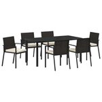 vidaXL Ensemble de salle à manger pour jardin 7 Pièces Noir