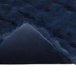 vidaXL Couverture en Fourrure de Lapin Synthétique Bleu Marine