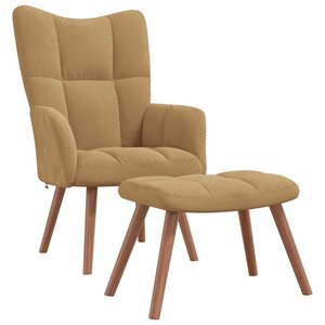 vidaXL Chaise de relaxation avec repose-pied Marron Velours